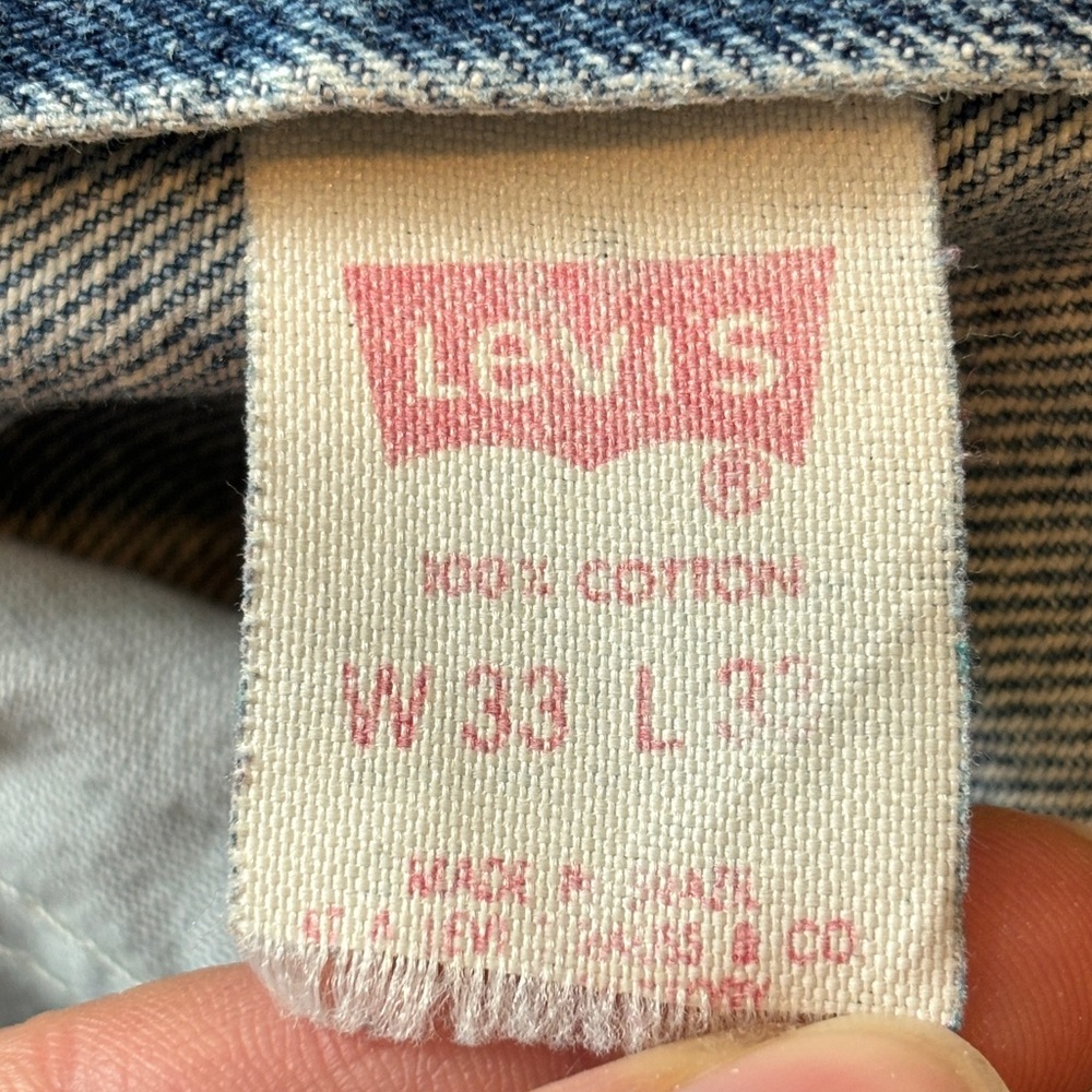 Levi's 505 Vintage Y2K Orange Tag Nooshin Upcycle Bandana Hem Rhinestone Jean 33 - Picture 8 of 14